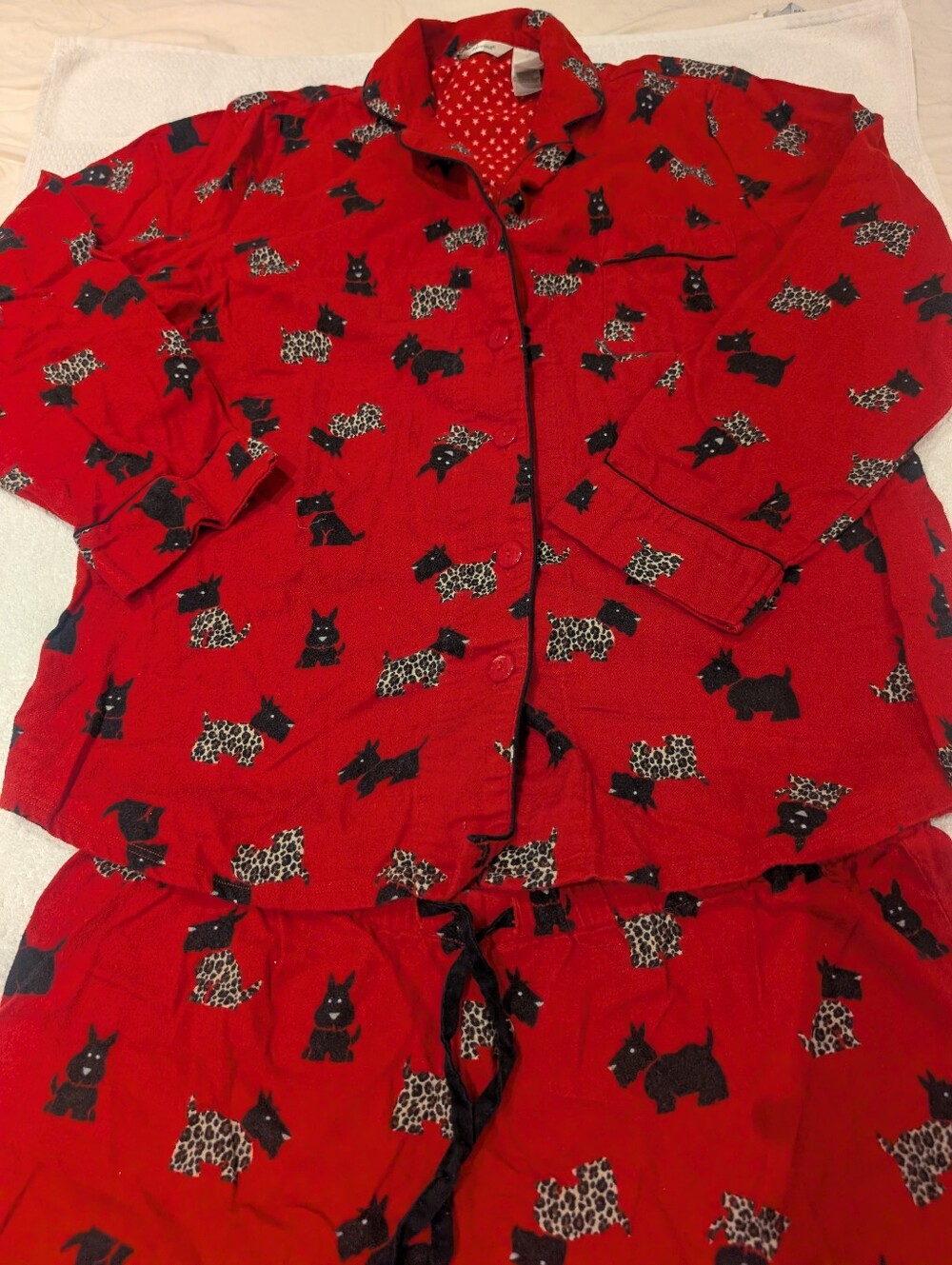 Vintage Adonna Red Scottie Dog 100% Cotton 2-Piece Pajama Set Large - Picture 3 of 12